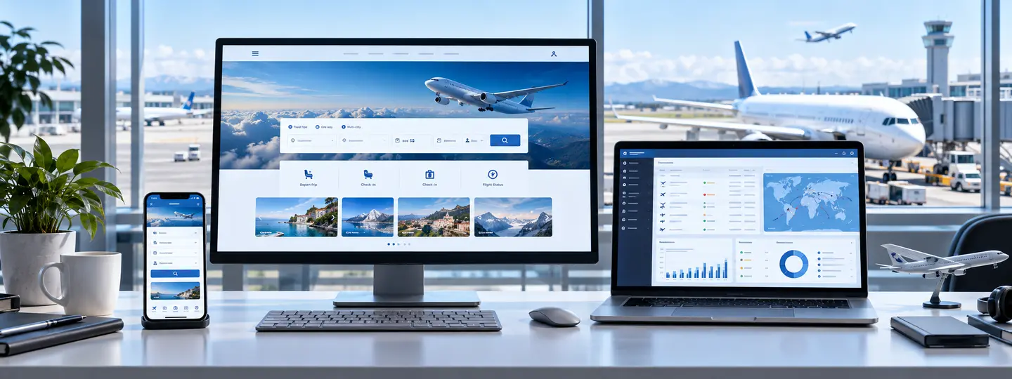 Airline website, mobile customer service and operations dashboard