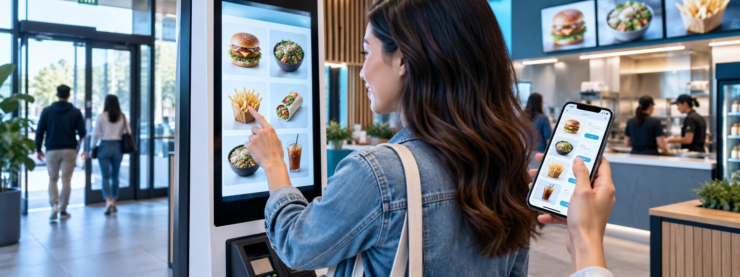 Customer ordering through kiosk and mobile