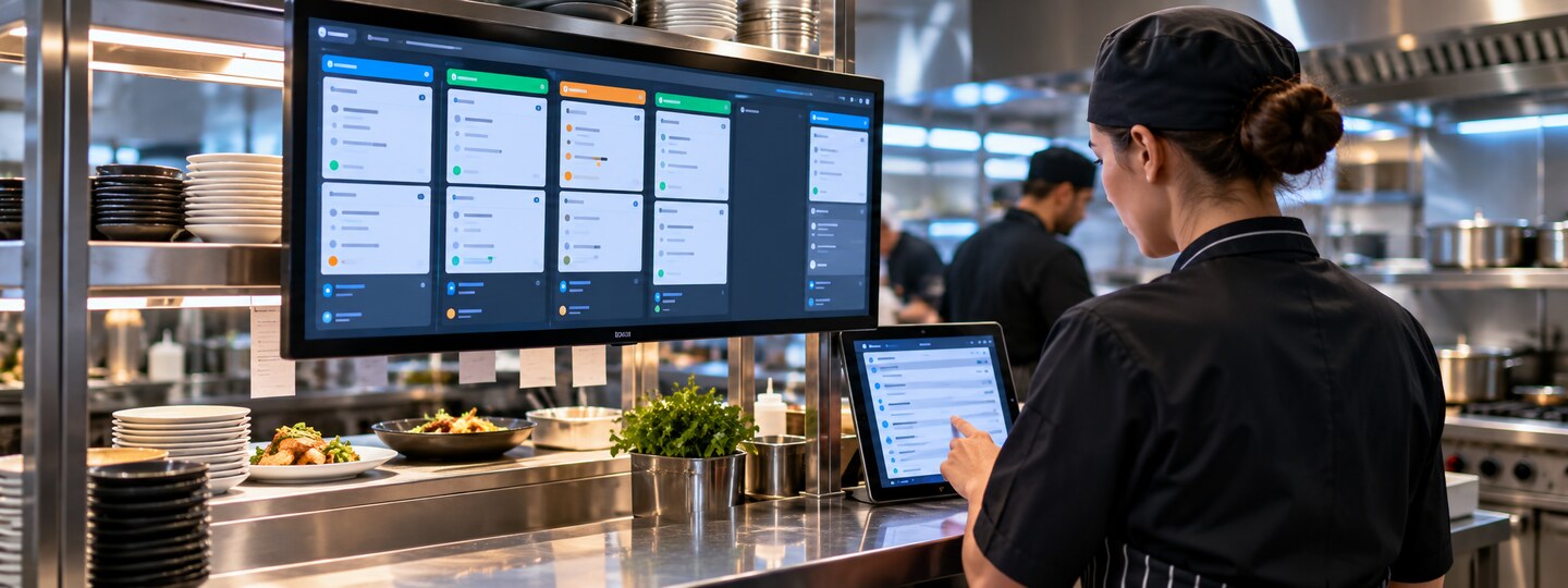 Kitchen KDS and order lookup screen