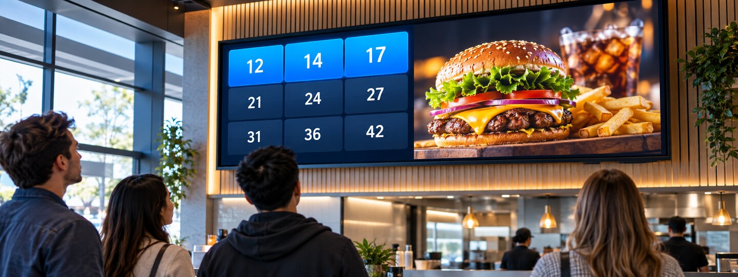 Pickup monitor showing customer calls and advertising